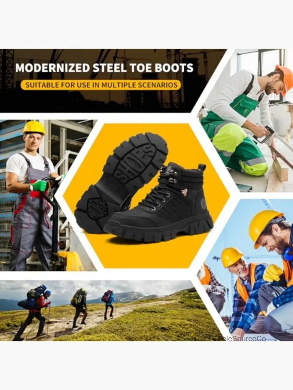 Steel Toe Work Boots Men Safety Industrial Construction Lightweight Non Slip